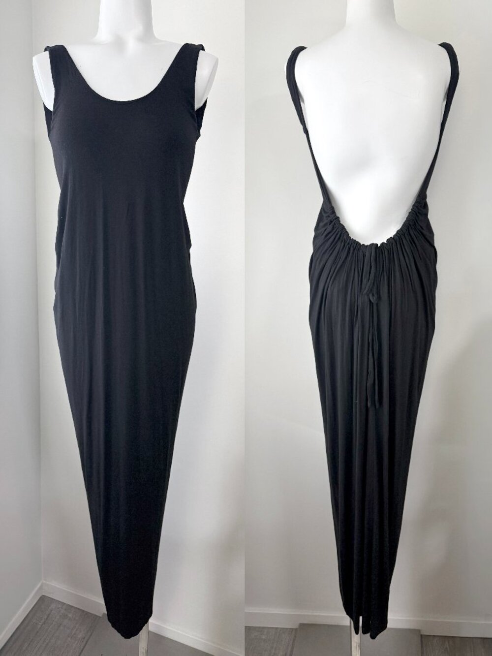 Backless Adjustable Black Maxi Jersey Dress (Caribbean Queen)
